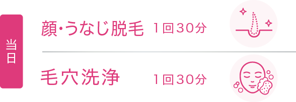 当日：ホワイトニング 1回30分、次回：プラズマ導入 1回30分